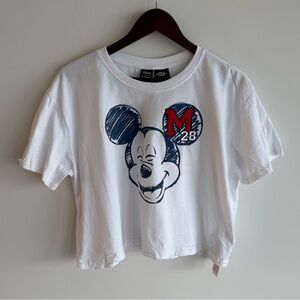NWT Disney Mickey Mouse Semi-Cropped T-Shirt for Women by Her Universe Red/Blue